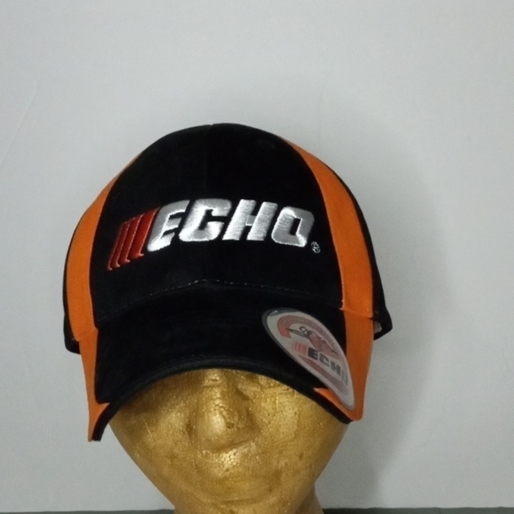 Echo Cap, adjustable back tab, Black Orange, 100% cotton, pre-owned
